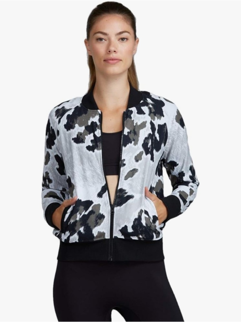 Noli Women's Activewear Full-Zip Bomber Jacket (Cow Green, Medium)